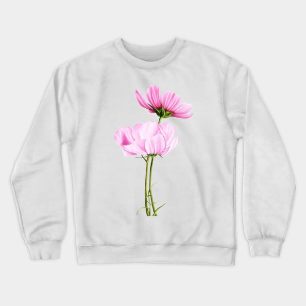 Pink cosmos flowers Crewneck Sweatshirt by alexgraybergh